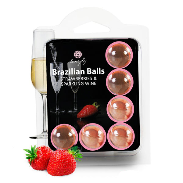 SET 6 BRAZILIAANSE BALLEN AARDBEI & MOUsserende WIJN
