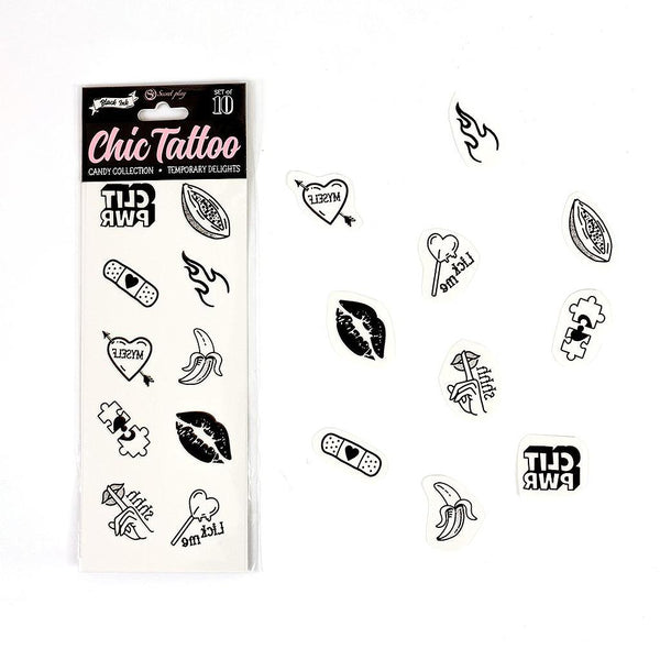 SET VAN 10 TIJDELIJKE TATTOOS - CANDY COLLECTIE