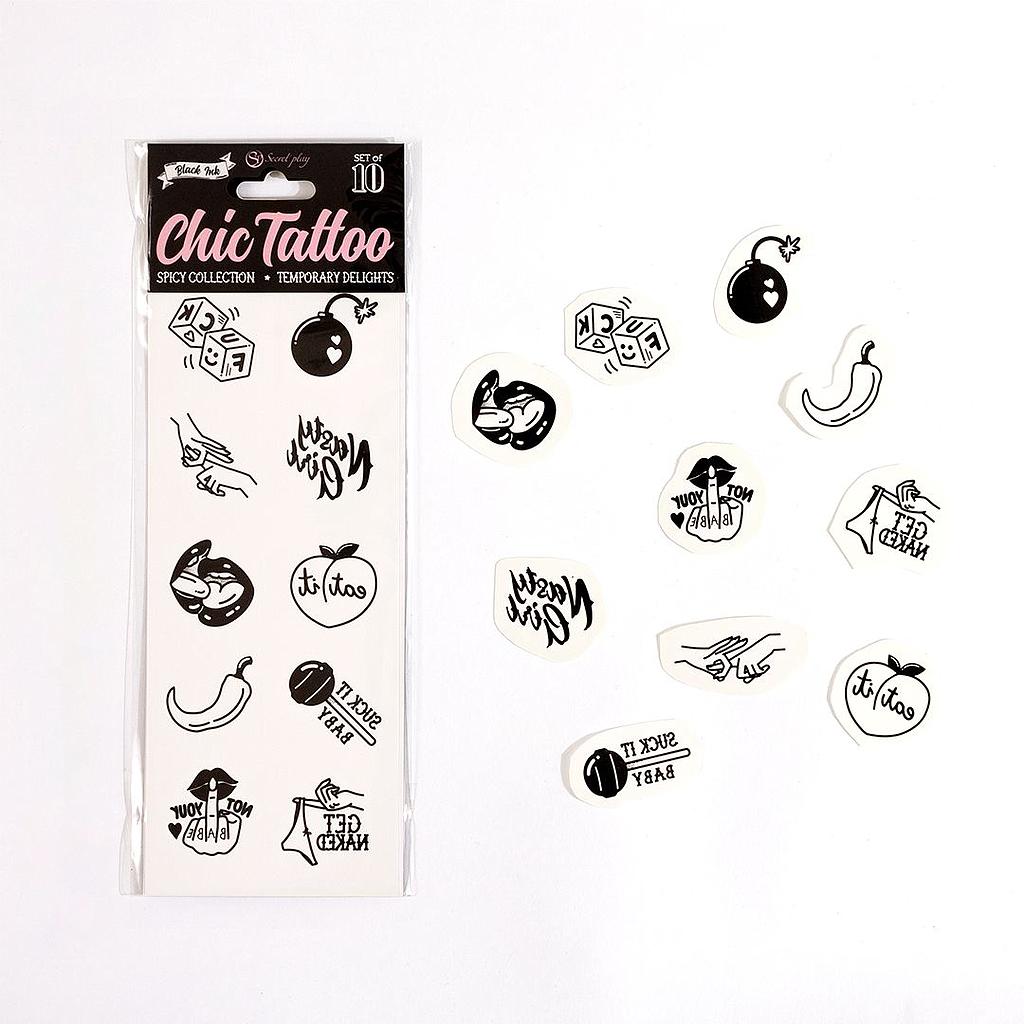 SET VAN 10 TIJDELIJKE TATTOOS - SPICY COLLECTIE
