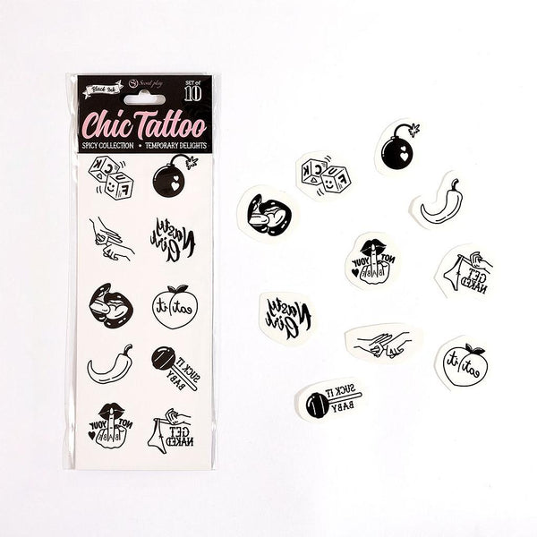 SET VAN 10 TIJDELIJKE TATTOOS - SPICY COLLECTIE