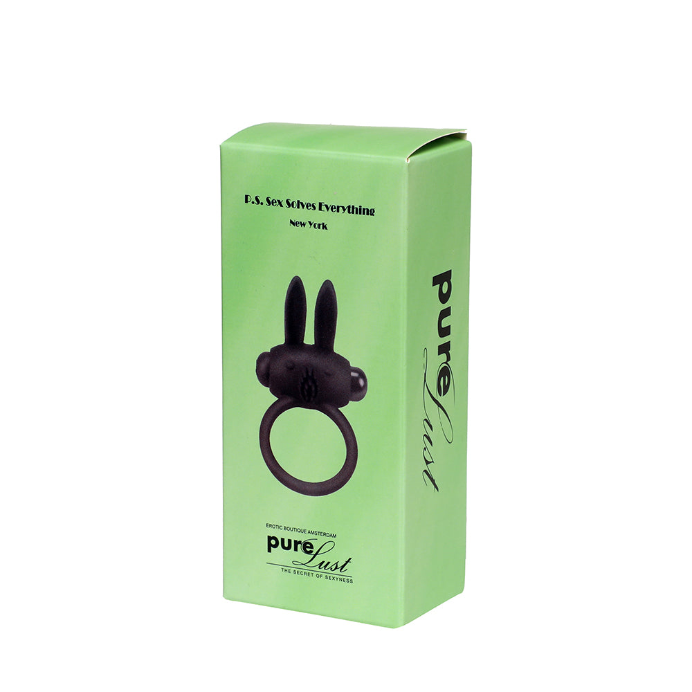 Vibrerende Rabbit Cockring - Zwart