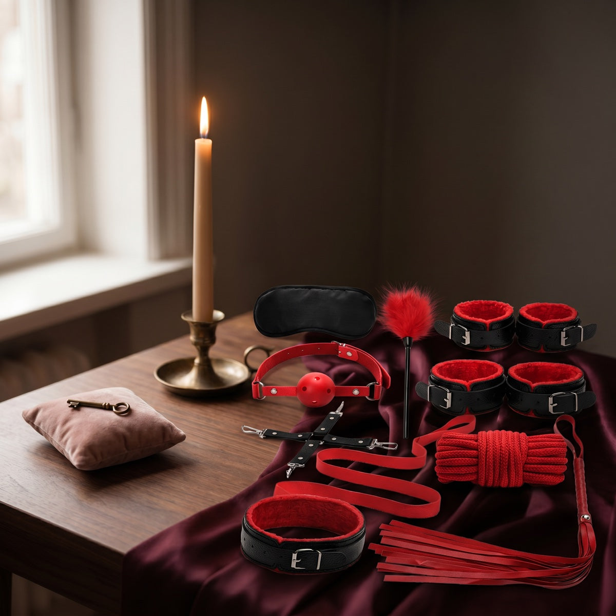 Fetish Fever - Bondage Set - 10 stuks - Rood/Zwart